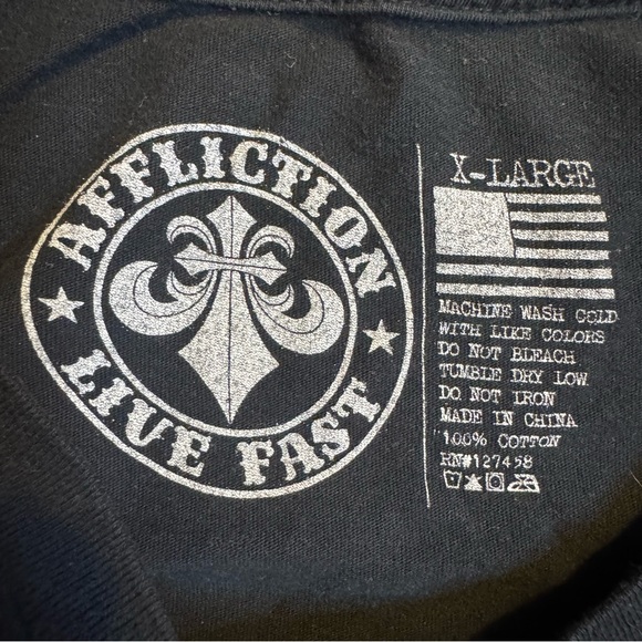 Affliction Live Fast Men's Black Y2K T-Shirt - Picture 4 of 7